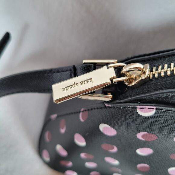 Kate Spade Womens Payton Dome Crossbody Fiesta Zip Polka Dots Bag Black Small - Picture 3 of 9